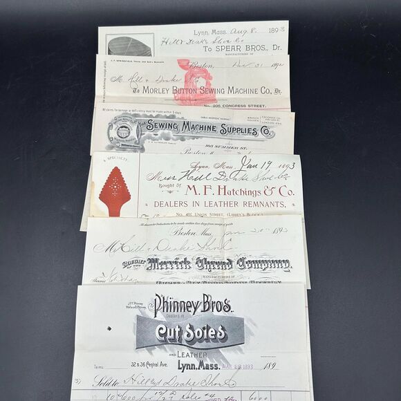 6 Vintage Billing Heads Illustrative Designs (1893-1894) Invoices Receipts - Picture 3 of 3